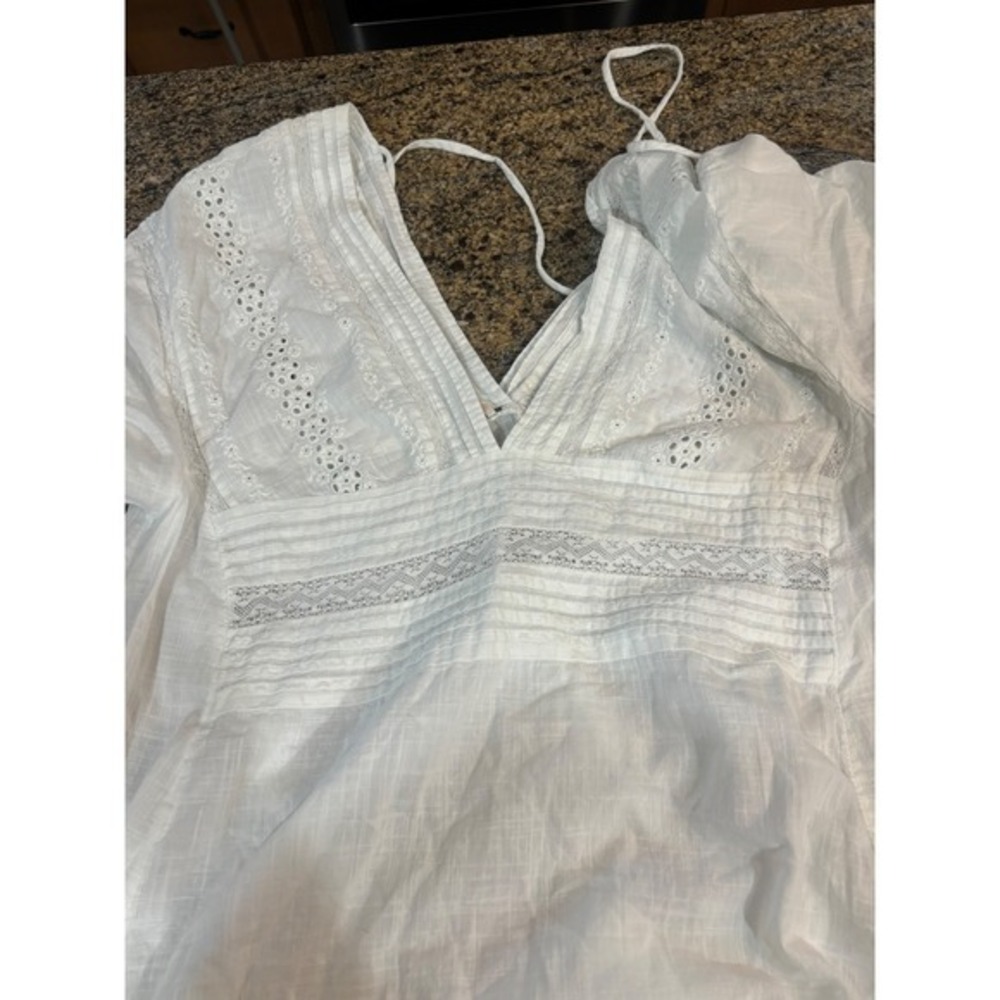 NWT FREE PEOPLE L DAYBREAK LACE EMBROIDERED EYELET MIDI DRESS WHITE COTTAGECORE - Picture 6 of 13